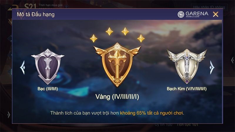 Các bậc rank trong Liên Quân và bảng reset Rank Liên Quân Mobile